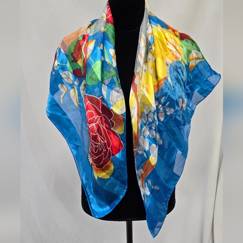 Vtg women‎ scarf cottagecore preppy romantic bloomcore earthy career floral
